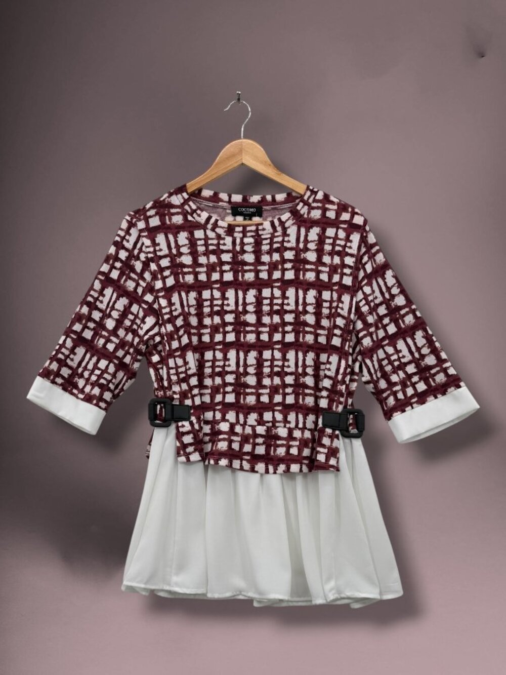 Cocomo Maroon Chiffon Trim Sweater